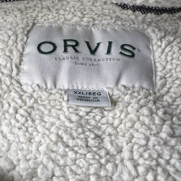 ORVIS Gray &‎ White Pullover Sweater Sherpa Lined 1/4 Zip Men's Size XXL Winter - Picture 4 of 8